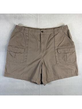 Croft & Barrow Cargo Shorts Mens 42 Brown Elastic Waist 7" Inseam